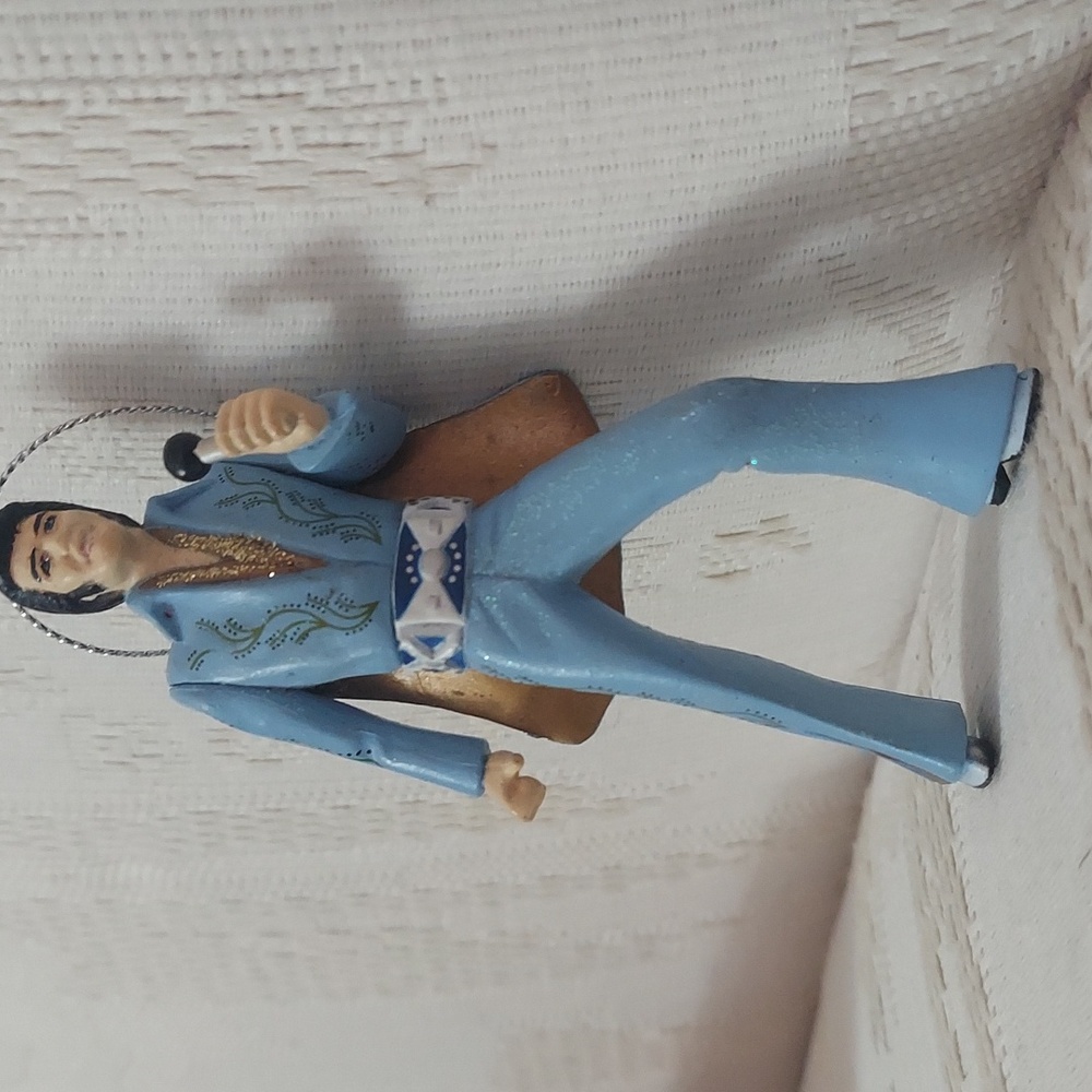 Kurt Adler Blue Suit Elvis Presley w/ Microphone Christmas Tree Ornament